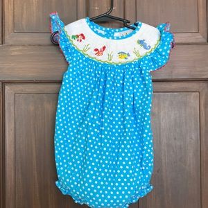 Gorgeous Smocked Little Mermaid bubble suit